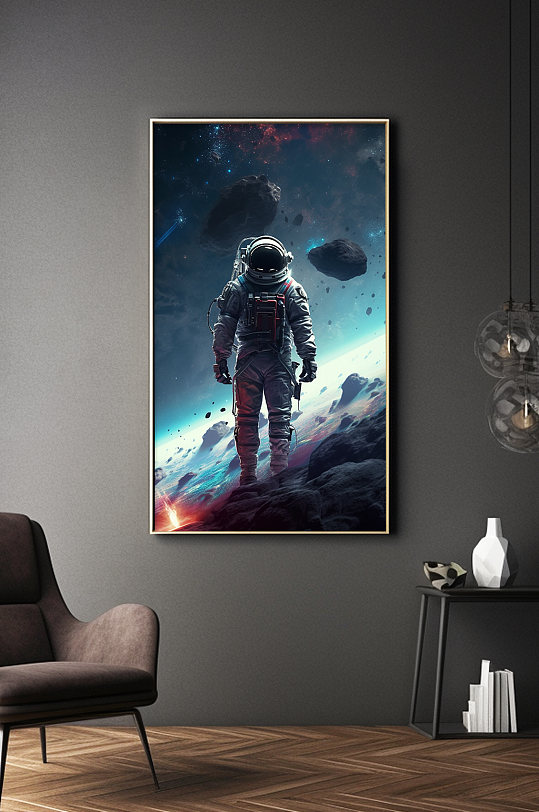 时尚绚烂宇宙太空宇航员插画装饰画-众图网