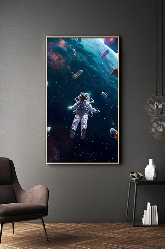 浩瀚宇宙太空宇航员插画装饰画-众图网
