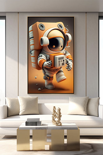 创意儿童Q版宇宙太空宇航员装饰画