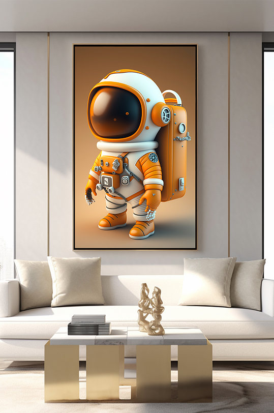 儿童Q版宇宙太空宇航员模型装饰画-众图网