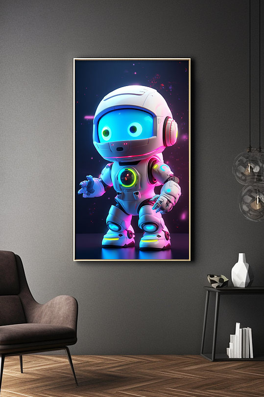 机器人Q版宇宙太空宇航员模型装饰画-众图网