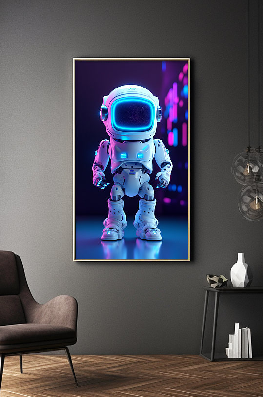 机器人Q版宇宙太空宇航员模型装饰画-众图网
