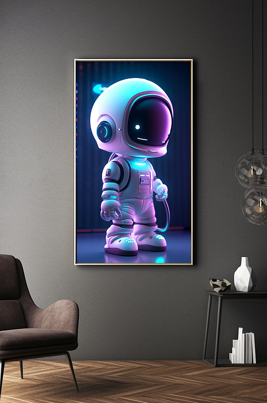机器人Q版宇宙太空宇航员模型装饰画-众图网