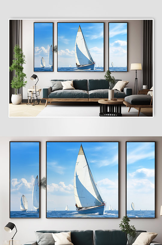 企业精神乘风破浪帆船励志分幅海报-众图网