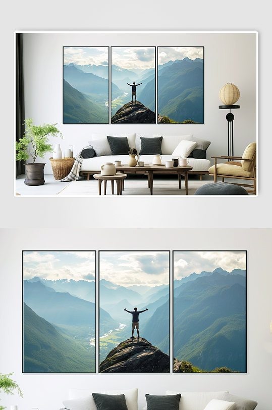 攀登顶峰励志企业精神人物商务分幅装饰画-众图网