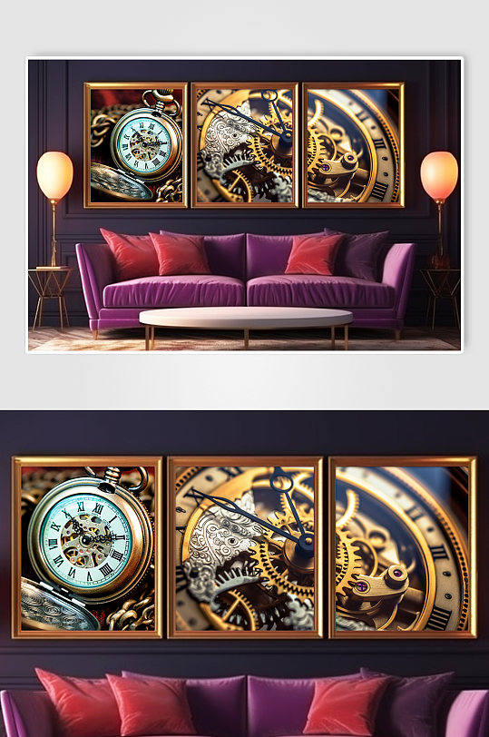 机械钟表时钟企业精神文化分幅装饰画