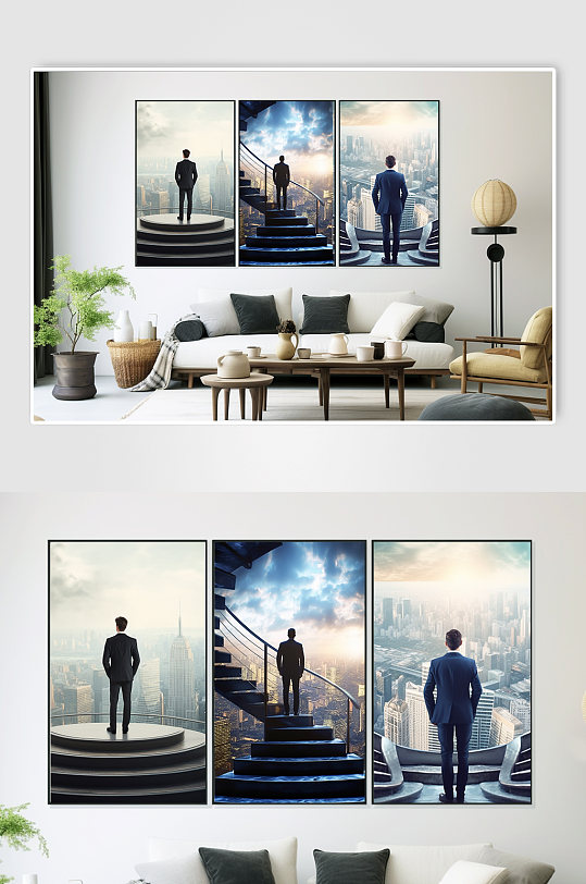 登山攀岩企业精神人物商务分幅装饰画-众图网