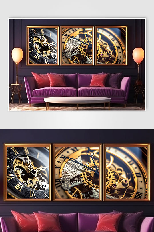 怀表机械钟表时钟企业精神文化分幅装饰画-众图网