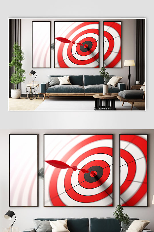 箭靶飞镖企业精神文化分幅装饰画-众图网