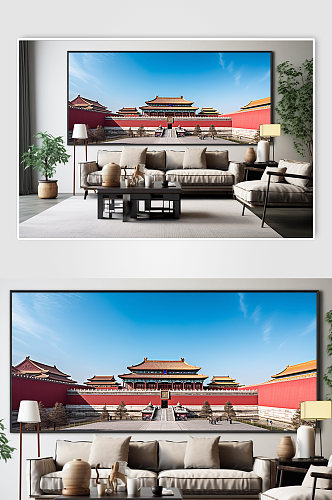 中国北京旅游景点风景建筑故宫组合装饰画