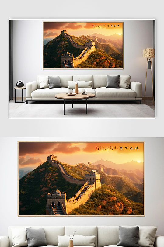 大气黄昏北京长城风光风景装饰画-众图网