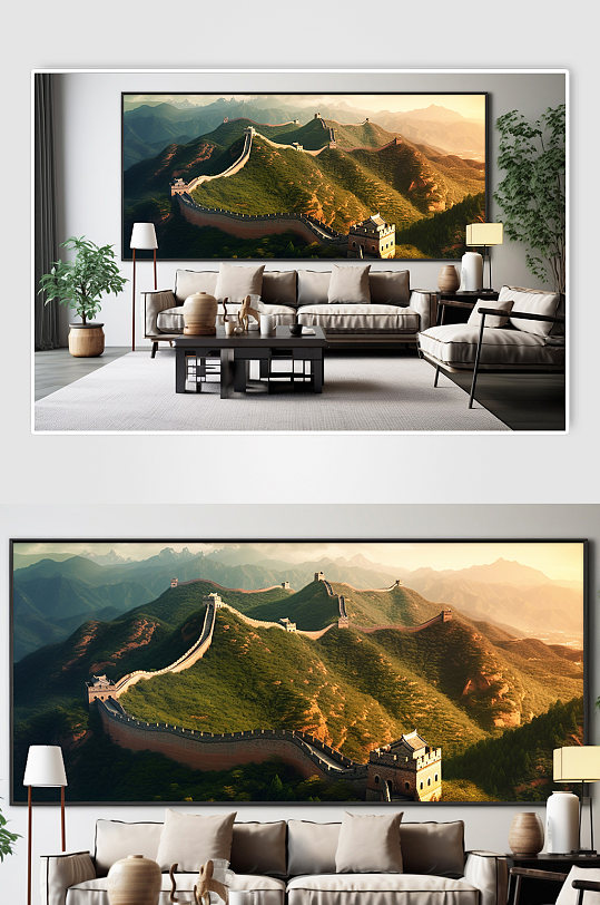 春天绿色万里长城北京长城风光风景装饰画-众图网