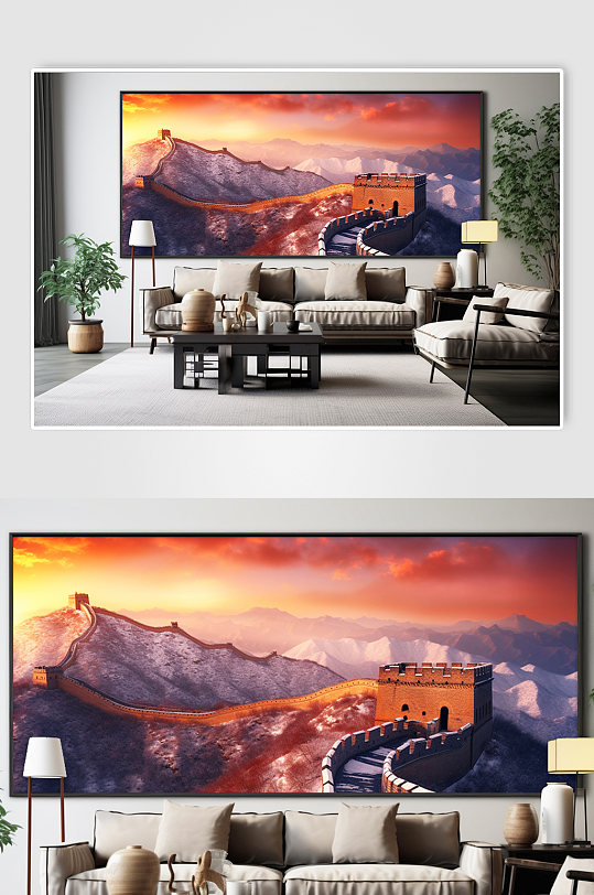 大气黄昏北京长城风光风景装饰画-众图网