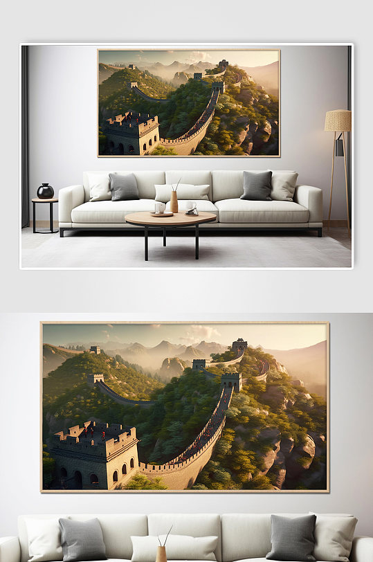 绿色万里长城北京长城风光风景装饰画
