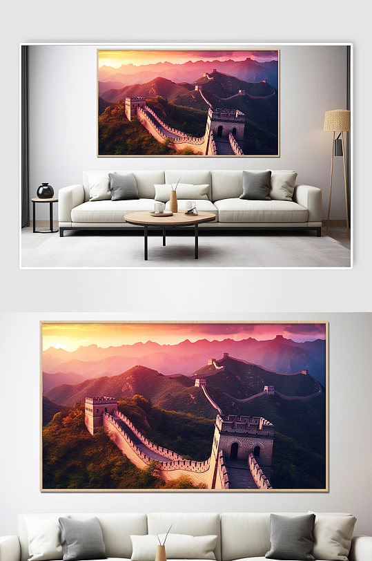 大气黄昏北京长城风光风景装饰画-众图网