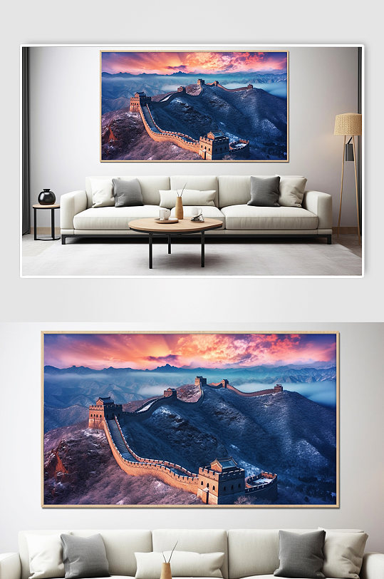 大气黄昏北京长城风光风景装饰画-众图网