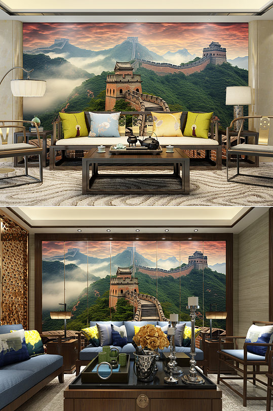 大气巍峨长城北京长城装饰画电视背景墙-众图网
