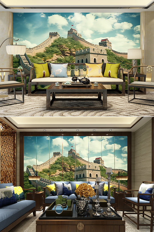 大气巍峨长城北京长城装饰画电视背景墙-众图网