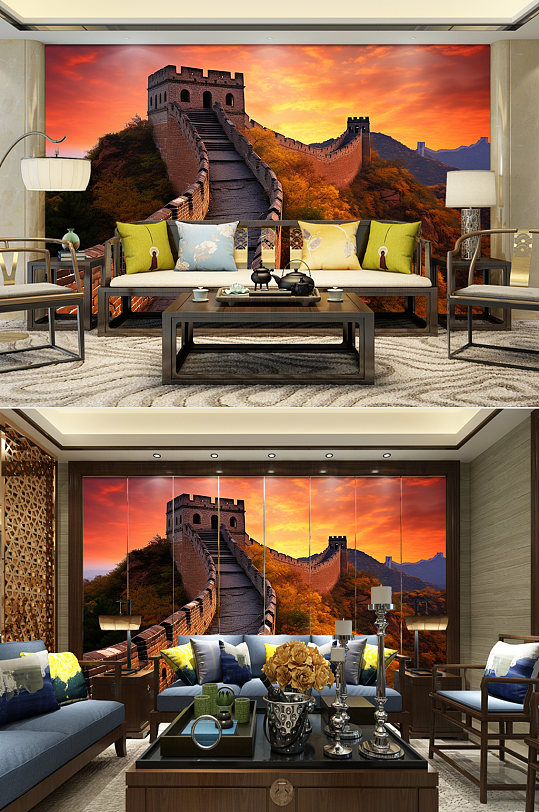 大气巍峨黄昏长城北京长城装饰画电视背景墙-众图网
