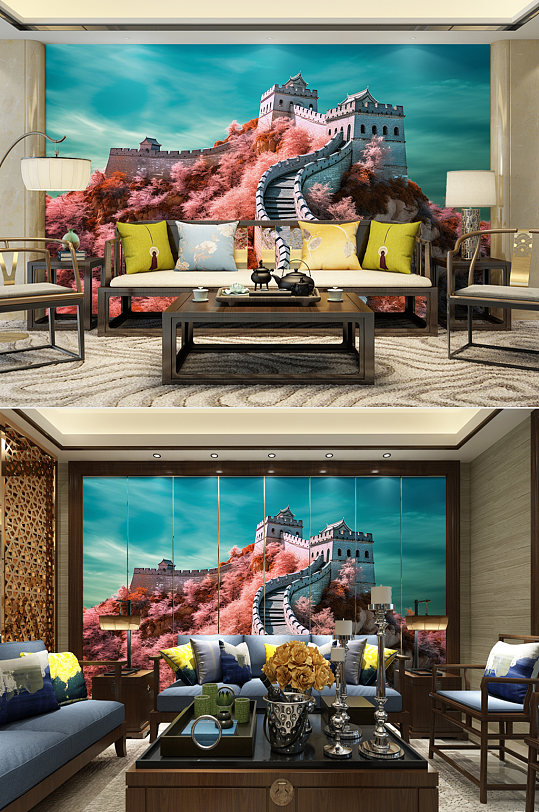 大气巍峨长城北京长城装饰画电视背景墙-众图网