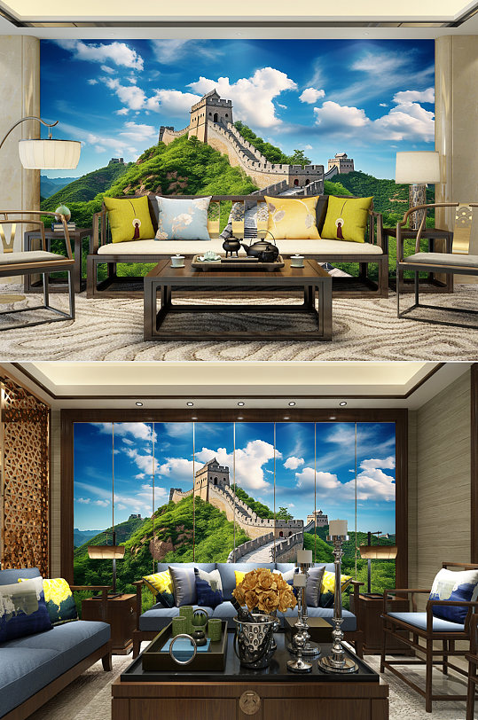 晴空万里长城北京长城装饰画电视背景墙-众图网