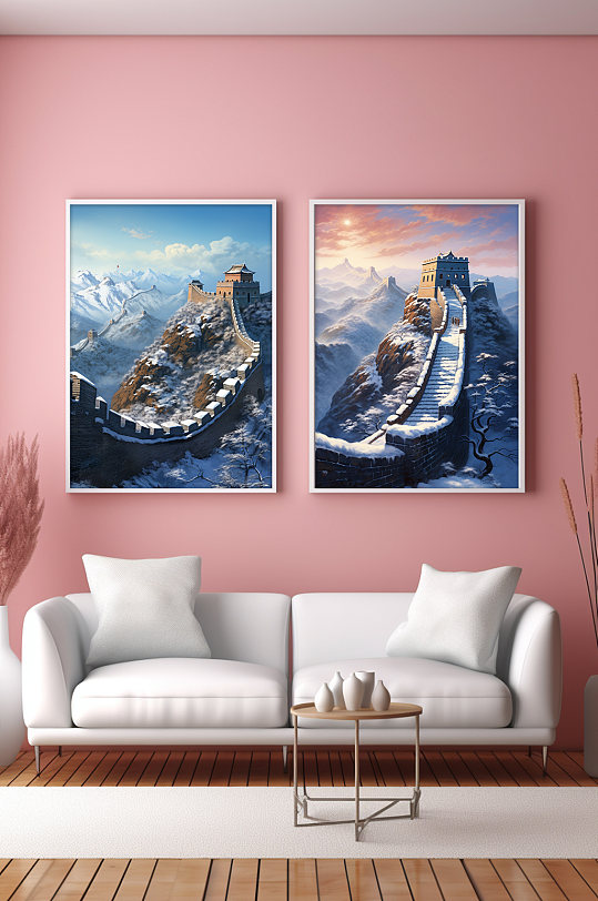 创意长城插画北京长城风光风景装饰画-众图网