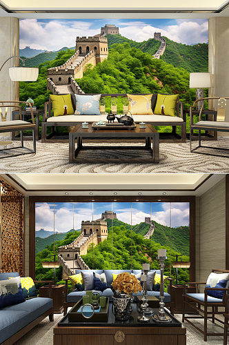 北京春天长城风景装饰画电视背景墙