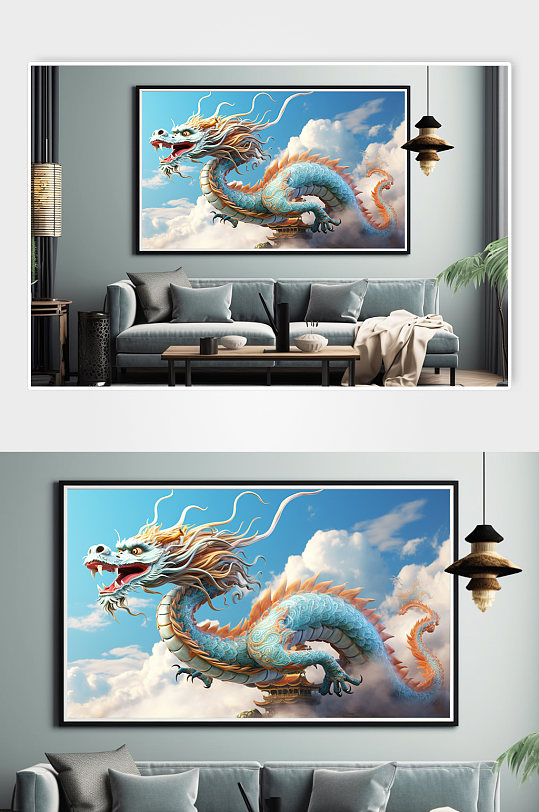 大气3D中国龙龙年圆形客厅装饰画