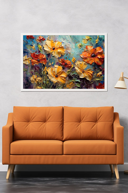 雏菊挂画清新花卉油画肌理感装饰画-众图网