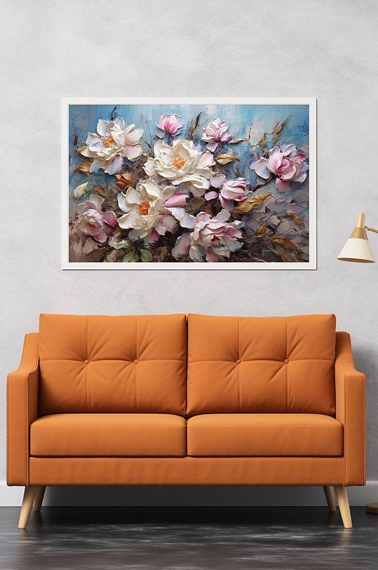 复古挂画清新花卉油画肌理感装饰画-众图网