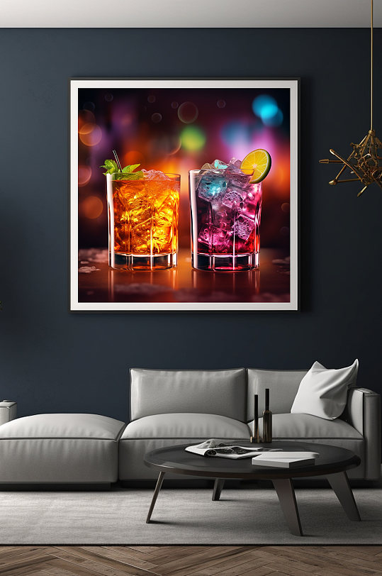 创意水果酒吧鸡尾酒水果果汁饮品装饰画-众图网