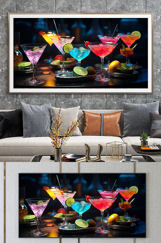 彩色鸡尾酒酒吧冰饮水果茶果汁饮品装饰画-众图网