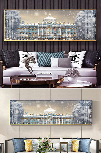雪景莫斯科大剧院国外城市地标床头装饰画