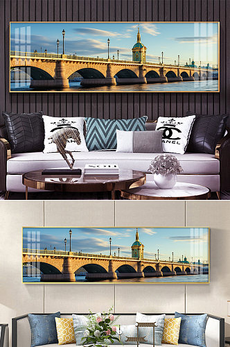 莫斯科河大桥国外城市地标装饰画