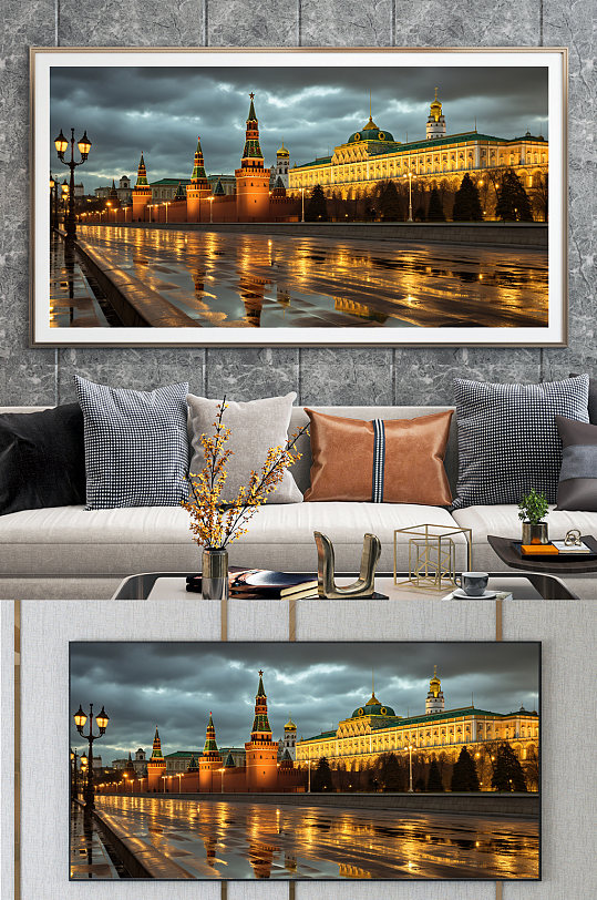 莫斯科河大桥国外城市地标装饰画