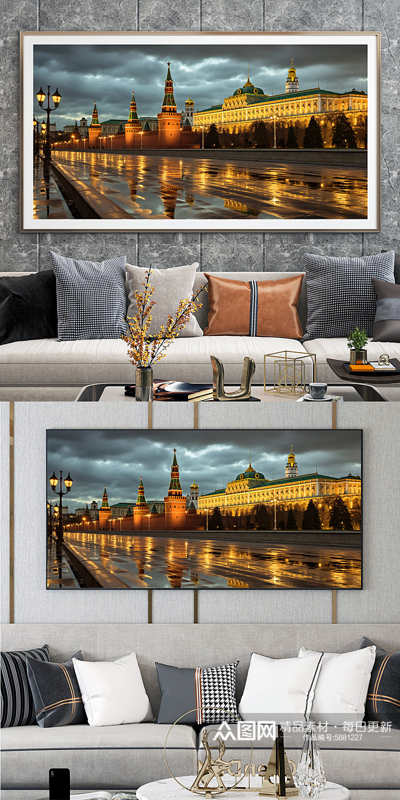 莫斯科河大桥国外城市地标装饰画素材