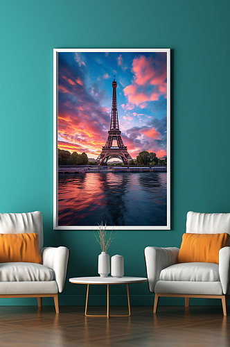 美丽巴黎埃菲尔铁塔国外城市地标装饰画