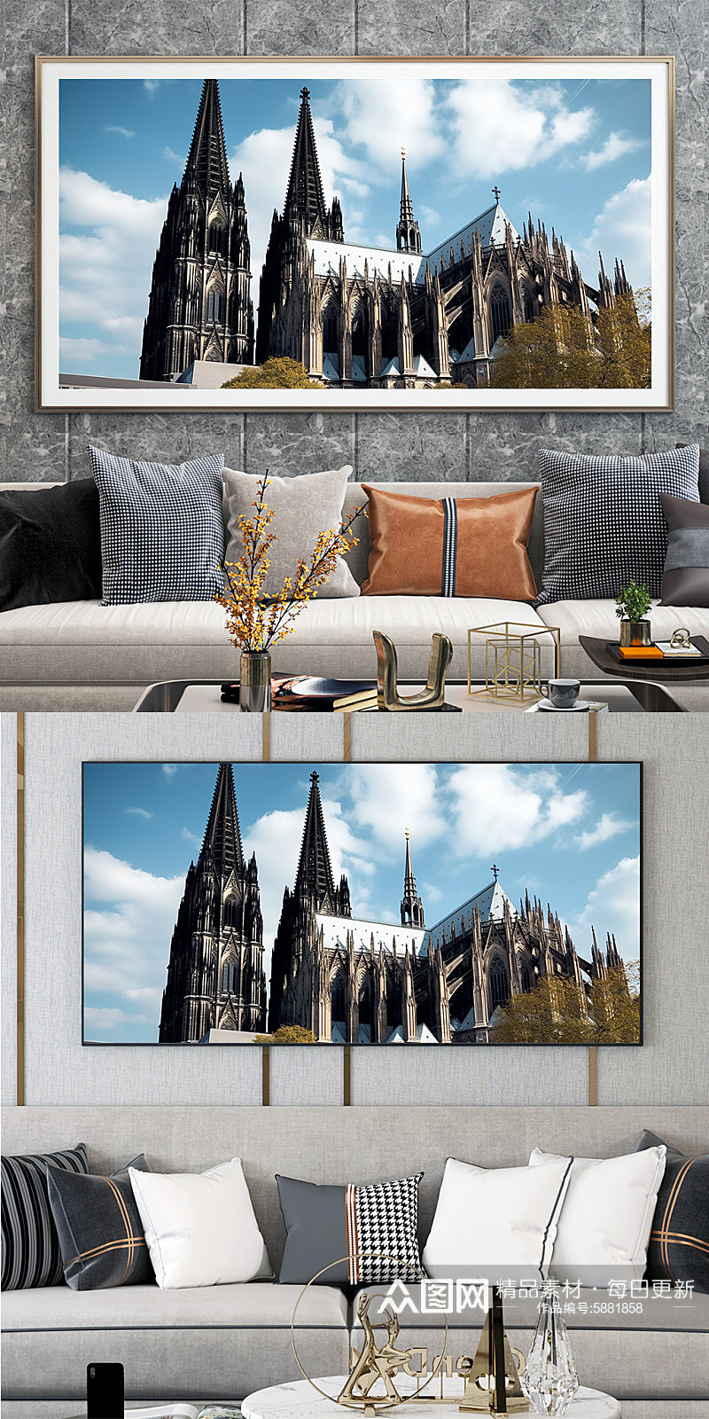 欧洲德国科隆大教堂国外城市地标装饰画素材