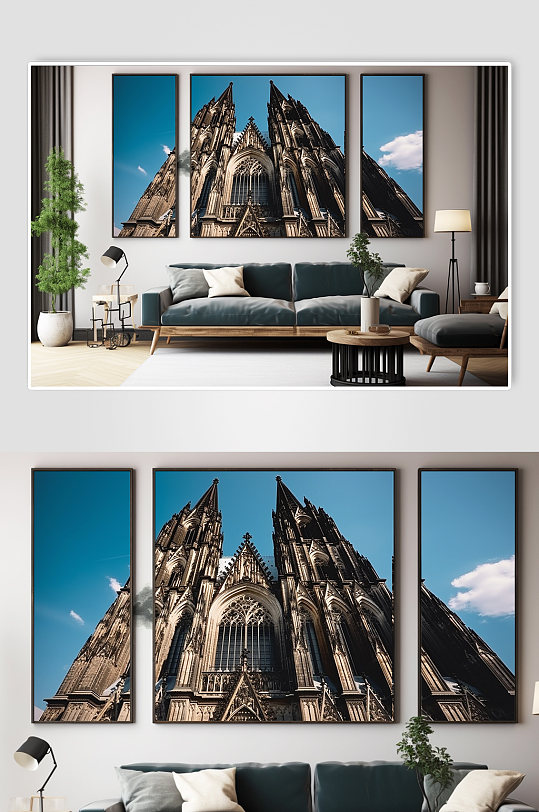 欧洲德国科隆大教堂国外城市地标分幅装饰画