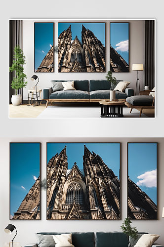 欧洲德国科隆大教堂国外城市地标分幅装饰画