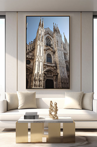 意大利米兰大教堂城市地标装饰画