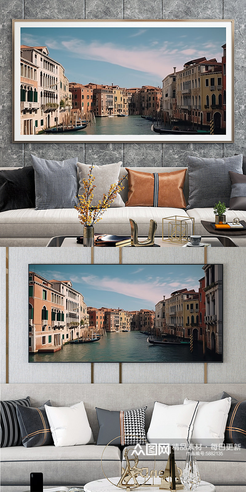 欧洲意大利威尼斯大运河城市地标装饰画素材