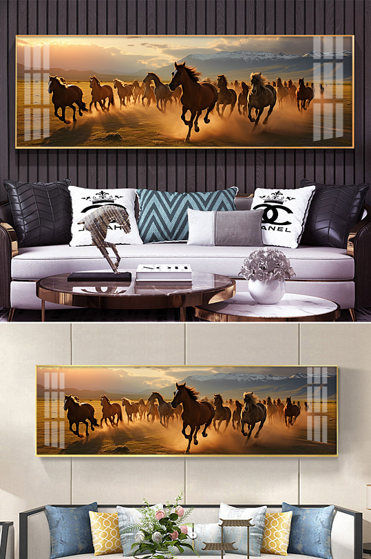 床头大气中国风企业骏马图装饰画-众图网