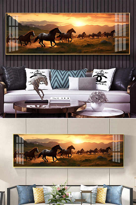 床头大气中国风企业骏马图装饰画-众图网