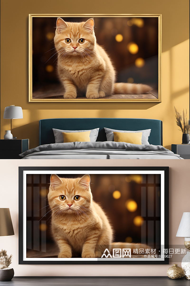 超清插画橘猫猫咪小猫宠物装饰画素材