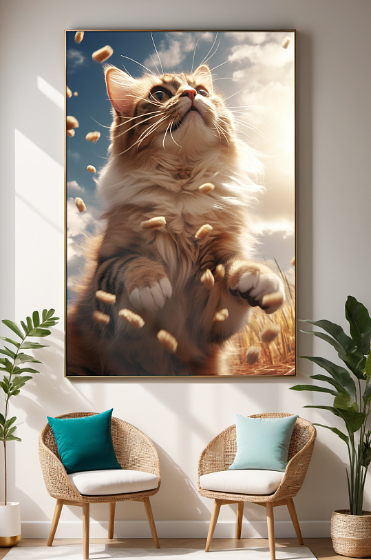 创意猫粮插画猫猫咪小猫宠物装饰画-众图网