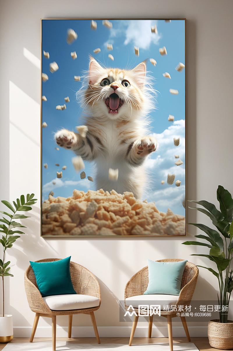 创意猫粮插画猫猫咪小猫宠物装饰画素材