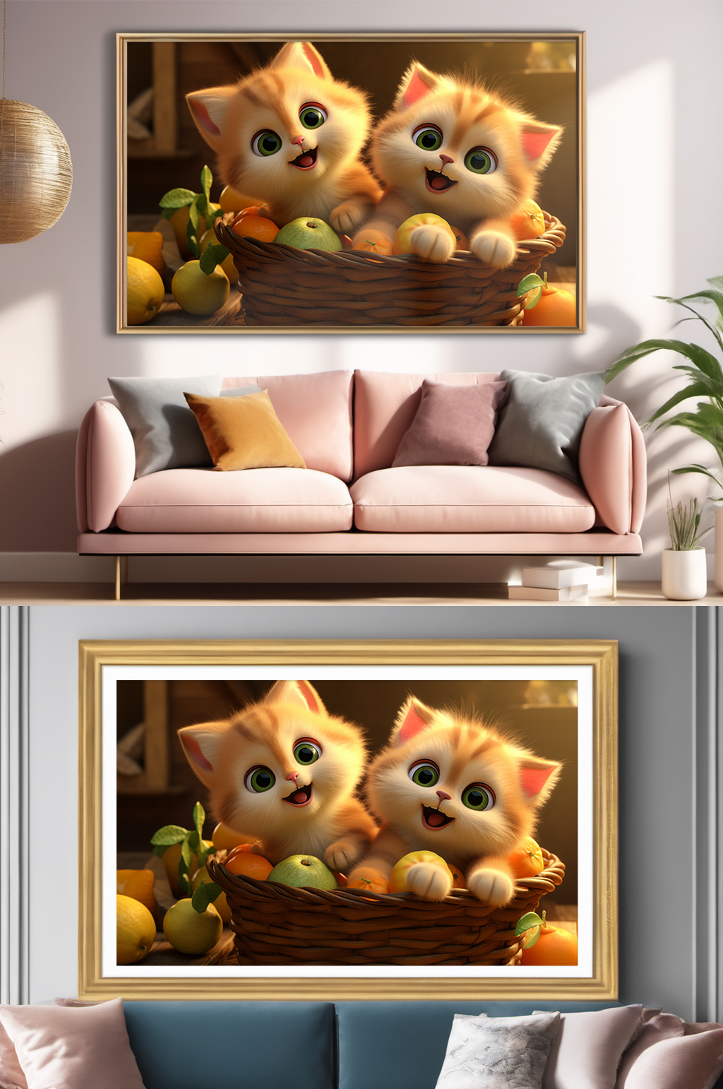 暖色调插画可爱猫咪小猫宠物装饰画素材