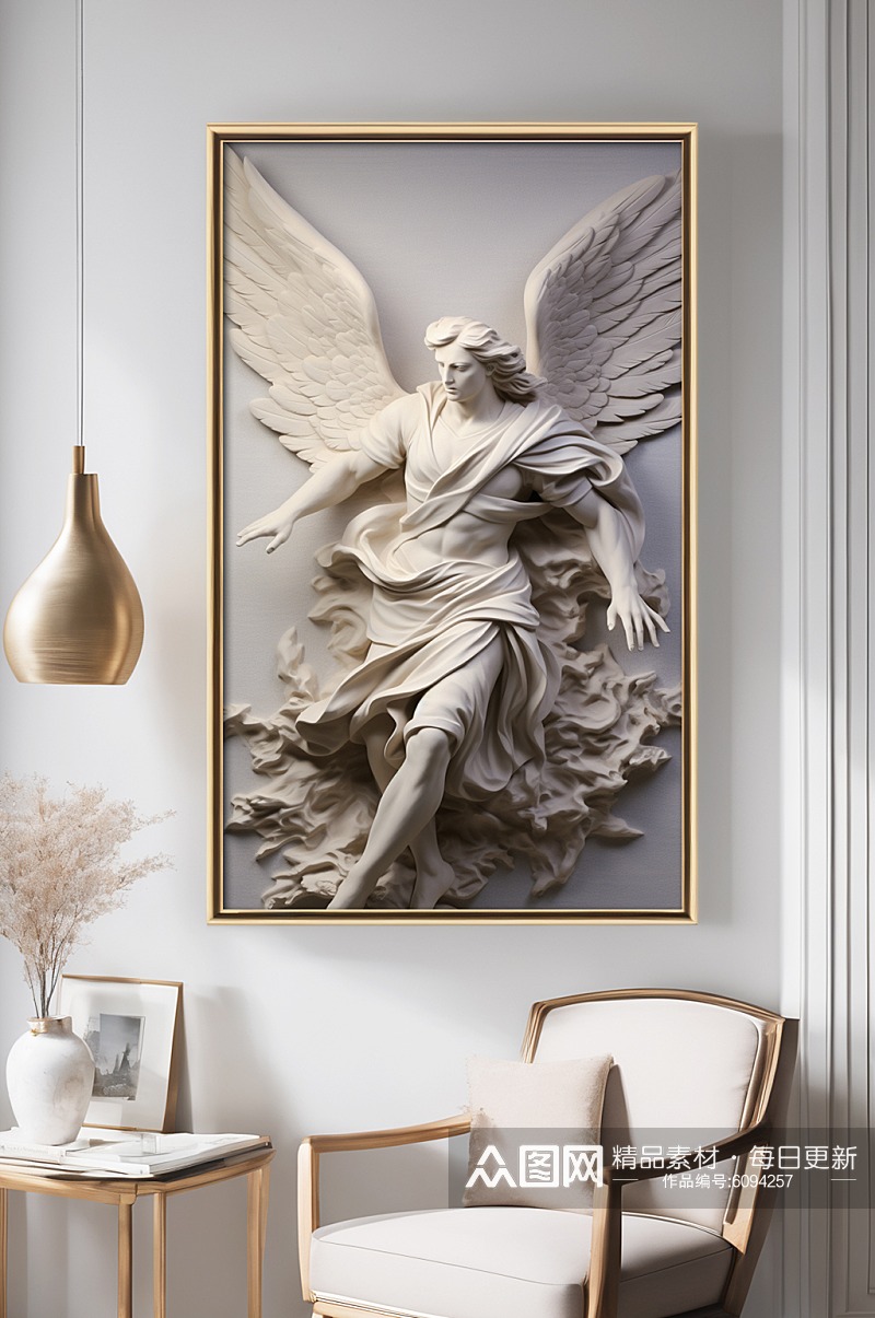 天使创意表现石膏雕塑模型欧美风装饰画素材