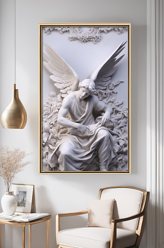 天使创意表现石膏雕塑模型欧美风装饰画